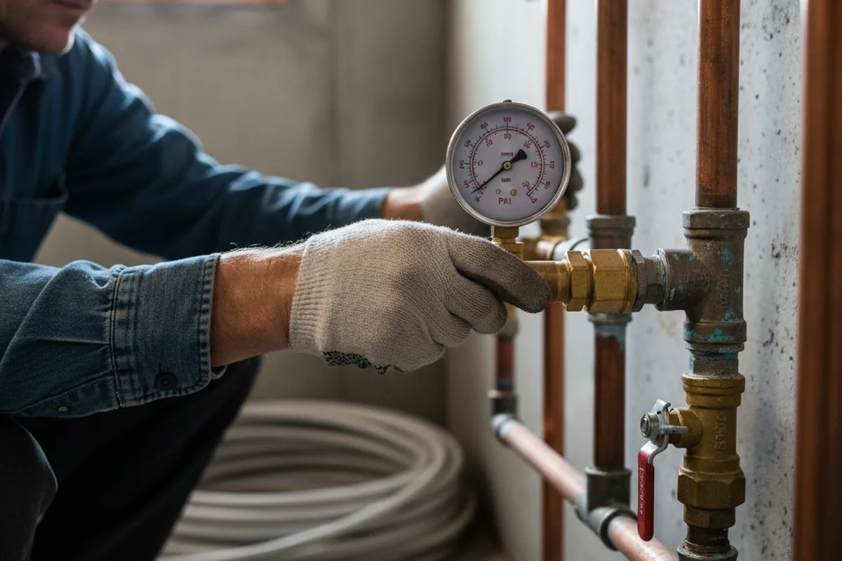 Pressure testing a repaired line during Water Line Repair in Stevinson
